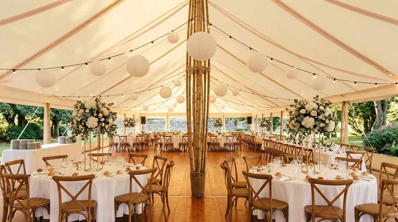 Bamboo Marquee hire — event tent setup