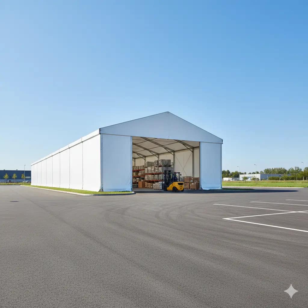 Location tente de stockage — structure événementielle installée