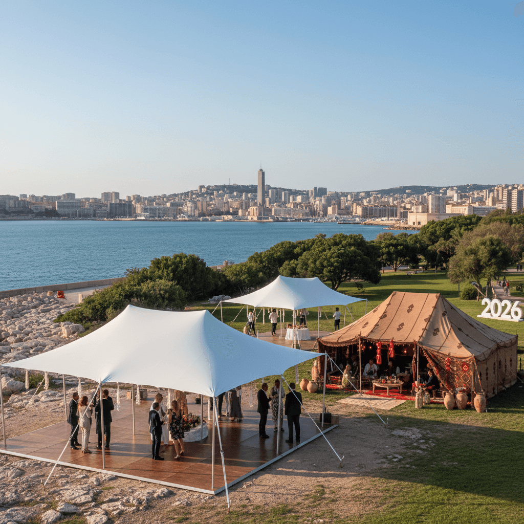 Image illustrating the article: Location de Tentes Stretch, Nomades et Berbères à Marseille en 2026 - Location Tente France Blog