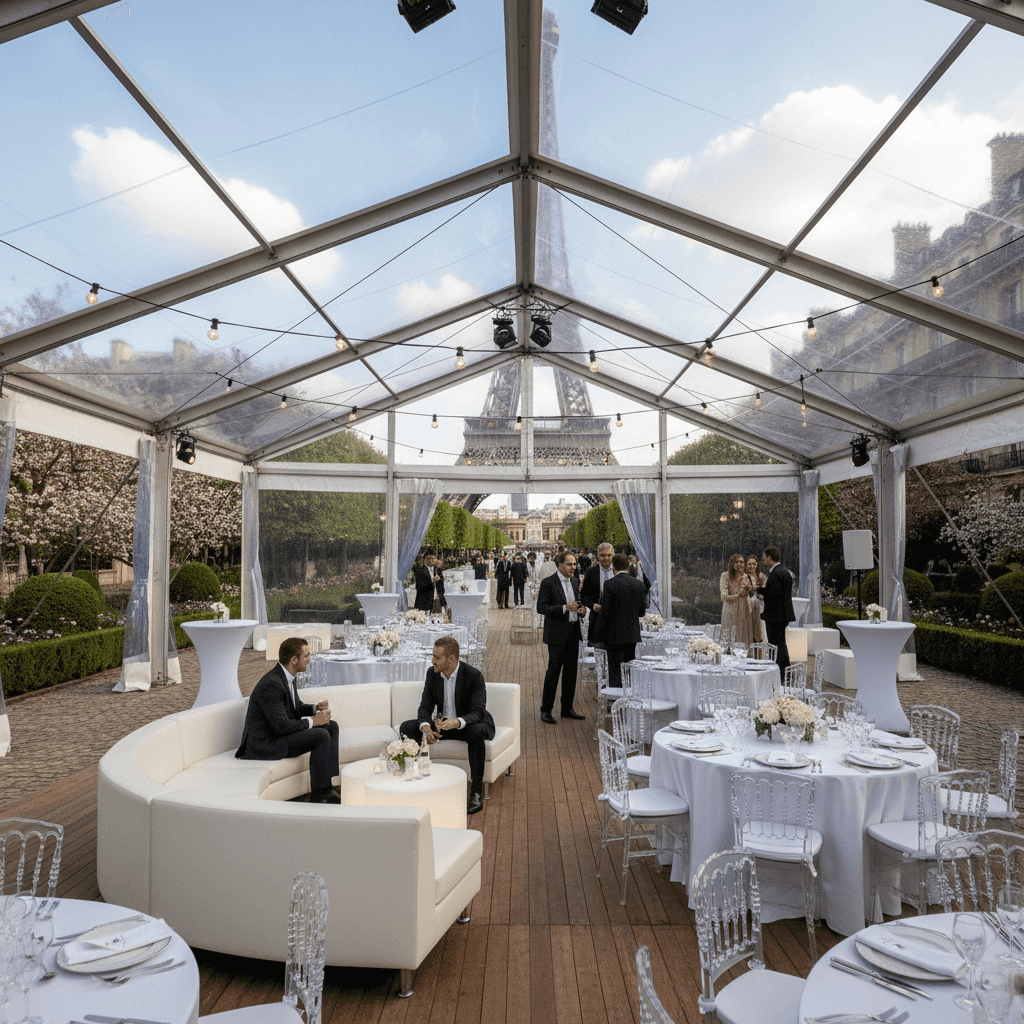 Main image of the article: Chapiteau Cristal Paris 2025 : Brillez sous la tente transparente - Location Tente France Blog