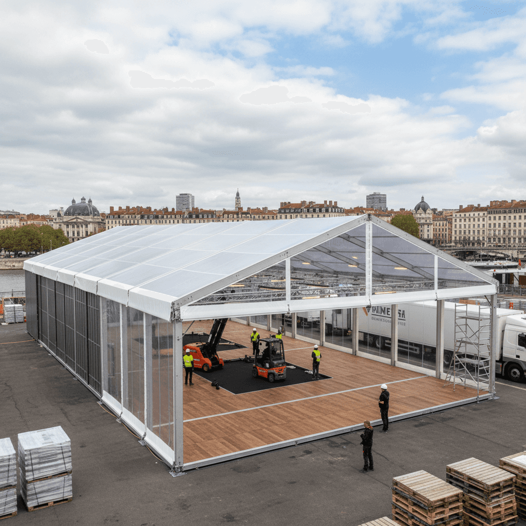 Image illustrating the article: Location Hangar Démontable et Stockage Temporaire à Lyon en 2025 : Guide Complet - Location Tente France Blog